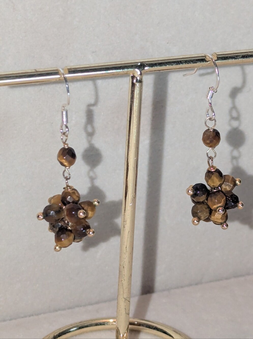 925 Tiger's Eye Artisan Cluster Earrings